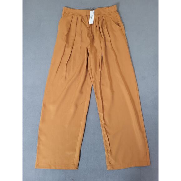 TEREA Womens Lexie Pleated Front Pants Pockets Wide Leg Adobe Trousers Large - Picture 3 of 8